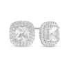Thumbnail Image 0 of 6.0mm Cushion-Cut Lab-Created White Sapphire Double Frame Stud Earrings in Sterling Silver