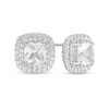 Thumbnail Image 1 of 6.0mm Cushion-Cut Lab-Created White Sapphire Double Frame Stud Earrings in Sterling Silver