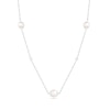 Thumbnail Image 1 of 5.0-6.0mm Freshwater Cultured Pearl and White Lab-Created Sapphire Alternating Station Necklace in Sterling Silver