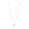Thumbnail Image 0 of 4.0mm Cultured Freshwater Pearl and White Lab-Created Sapphire Beaded Triangle Station Necklace in Sterling Silver