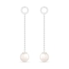 7.0mm Freshwater Cultured Pearl and White Lab-Created Sapphire Open Circle Linear Drop Earrings in Sterling Silver
