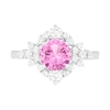 Thumbnail Image 1 of 7.0mm Lab-Created Pink and White Sapphire Floral Frame Ring in Sterling Silver