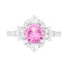 Thumbnail Image 1 of 7.0mm Lab-Created Pink and White Sapphire Floral Frame Ring in Sterling Silver