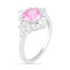 Thumbnail Image 2 of 7.0mm Lab-Created Pink and White Sapphire Floral Frame Ring in Sterling Silver