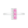 Thumbnail Image 1 of 3.0mm Lab-Created Pink and White Sapphire Double Row Bar Ring in Sterling Silver