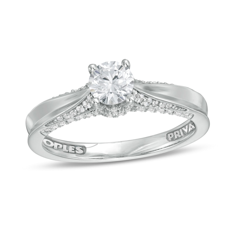 Main Image 1 of Peoples Private Collection 0.75 CT. T.W. Certified Diamond Engagement Ring in 14K White Gold (F/I1)