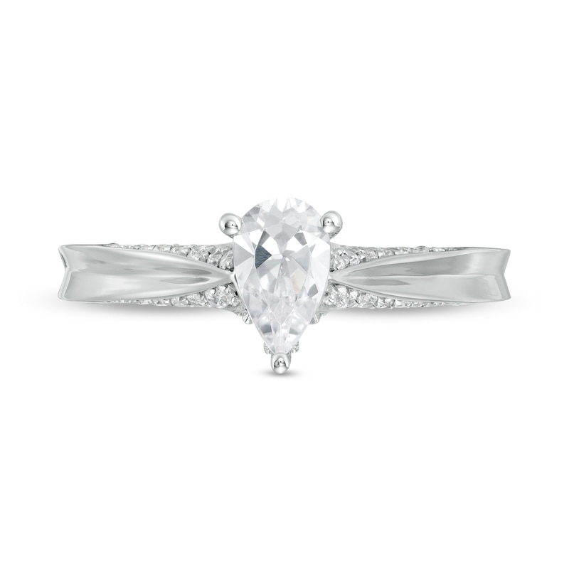 Main Image 4 of Peoples Private Collection 0.75 CT. T.W. Certified Pear-Shaped Diamond Engagement Ring in 14K White Gold (F/SI2)