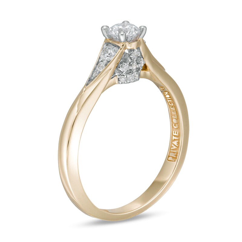 Main Image 3 of Peoples Private Collection 0.50 CT. T.W. Certified Diamond Split Shank Engagement Ring in 14K Gold (F/I1)