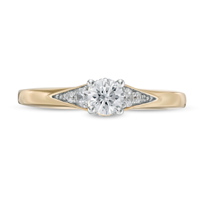 Main Image 4 of Peoples Private Collection 0.50 CT. T.W. Certified Diamond Split Shank Engagement Ring in 14K Gold (F/I1)