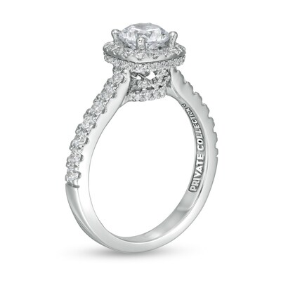 Peoples Private Collection 1.50 CT. T.W. Certified Diamond Cushion Frame Engagement Ring in 14K White Gold (F/I1)