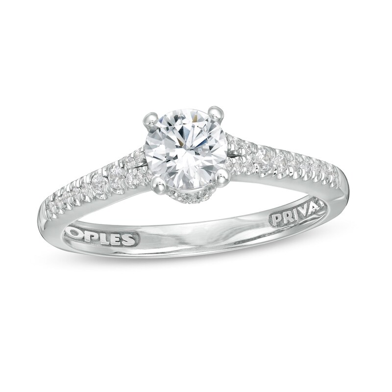 Main Image 1 of Peoples Private Collection 0.75 CT. T.W. Certified Diamond Engagement Ring in 14K White Gold (F/I1)