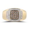 Men's 0.50 CT. T.W. Champagne and White Composite Diamond Cushion Frame Collar Ring in 10K Gold