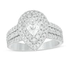 Thumbnail Image 1 of 1.75 CT. T.W. Certified Lab-Created Pear-Shaped Diamond Double Frame Multi-Row Engagement Ring in 14K White Gold (F/SI2)