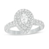Thumbnail Image 1 of 1.50 CT. T.W. Pear-Shaped Certified Lab-Grown Diamond Double Frame Engagement Ring in 14K White Gold (F/SI2)