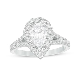 2.00 CT. T.W. Certified Lab-Grown Pear-Shaped Diamond Frame Split Shank Engagement Ring in 14K White Gold (F/SI2)