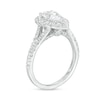 2.00 CT. T.W. Certified Lab-Created Pear-Shaped Diamond Frame Split Shank Engagement Ring in 14K White Gold (F/SI2)