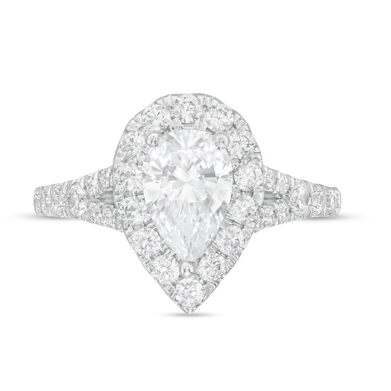 Main Image 4 of 2.00 CT. T.W. Certified Lab-Grown Pear-Shaped Diamond Frame Split Shank Engagement Ring in 14K White Gold (F/SI2)