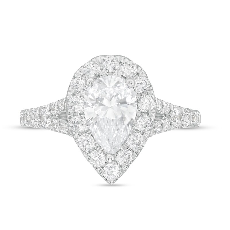 2.00 CT. T.W. Certified Lab-Created Pear-Shaped Diamond Frame Split Shank Engagement Ring in 14K White Gold (F/SI2)