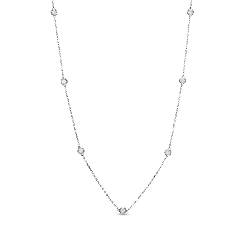 Main Image 1 of Marilyn Monroe™ Collection 0.70 CT. T.W. Diamond Station Necklace in 10K White Gold - 16"
