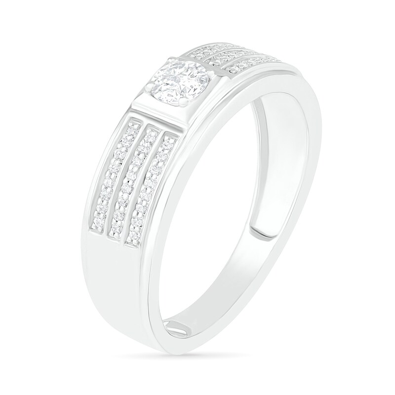 Men's 0.37 CT. T.W. Diamond Multi-Row Wedding Band in 10K White Gold|Peoples Jewellers