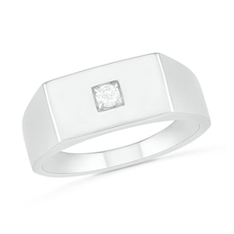 0.065 CT. Diamond Solitaire Square-Top Wedding Band in 10K White Gold