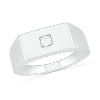 Men's 0.065 CT. Diamond Solitaire Square-Top Wedding Band in 10K White Gold