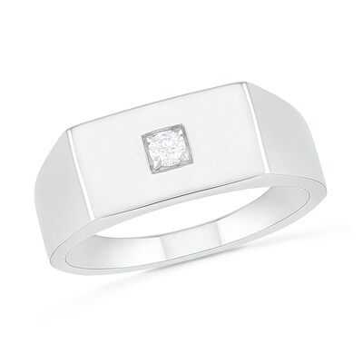 Men's 0.065 CT. Diamond Solitaire Square-Top Wedding Band in 10K White Gold