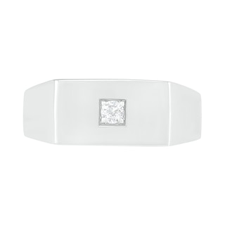 Men's 0.065 CT. Diamond Solitaire Square-Top Wedding Band in 10K White Gold