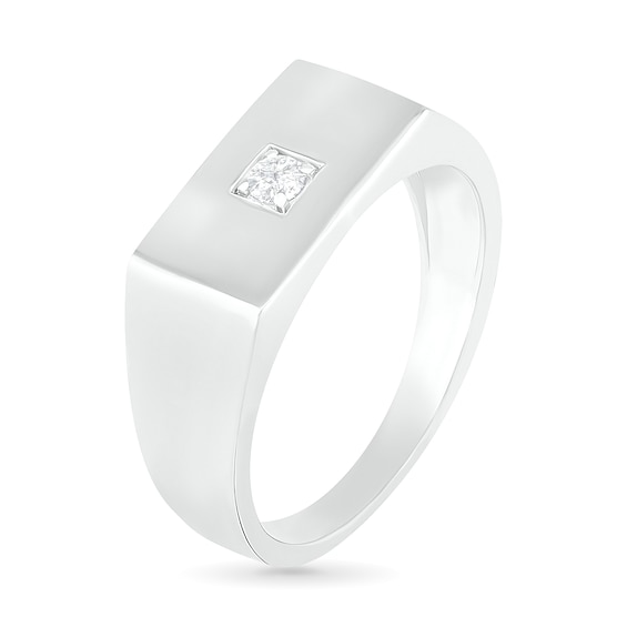 Men's 0.065 CT. Diamond Solitaire Square-Top Wedding Band in 10K White Gold