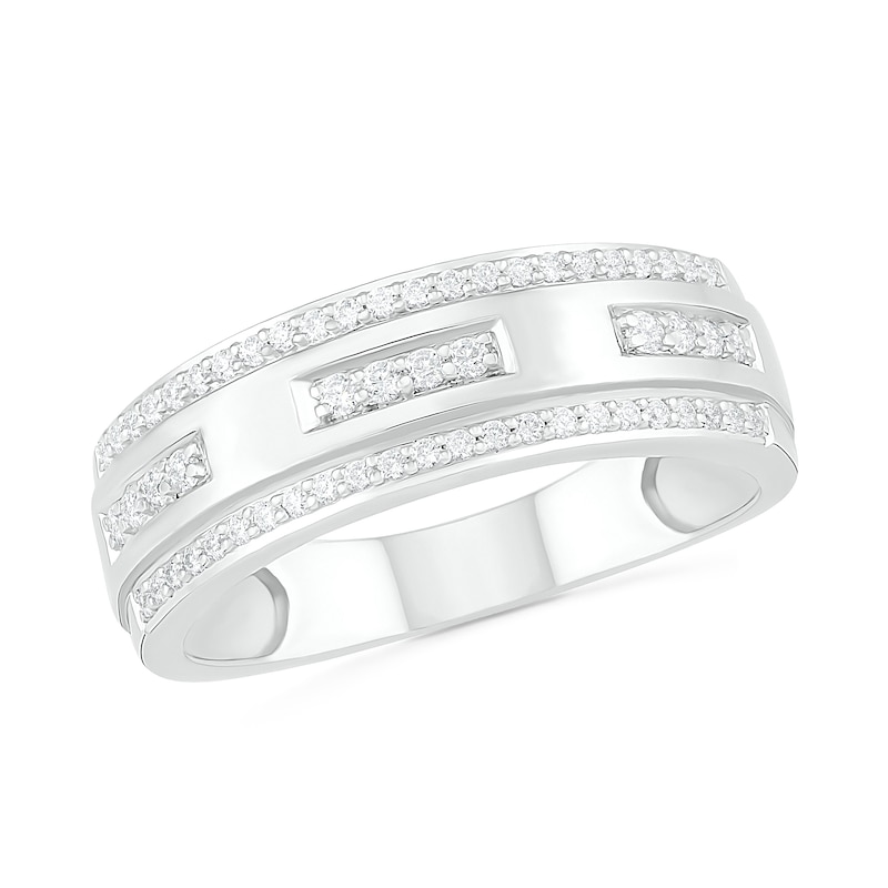 Men's 0.37 CT. T.W. Diamond Edge Wedding Band in 10K White Gold|Peoples Jewellers