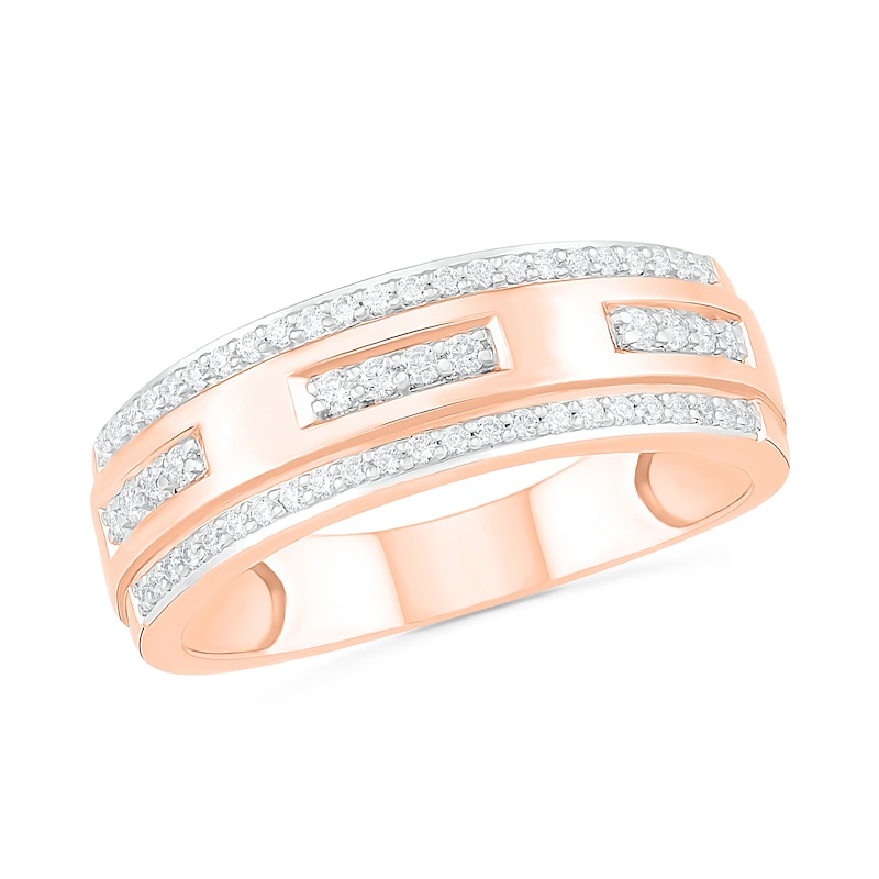 Men's 0.37 CT. T.W. Diamond Edge Wedding Band in 10K Rose Gold