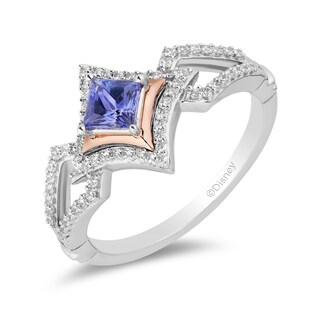 Enchanted Disney Ultimate Princess Celebration Tanzanite and 0.18 CT. T.W. Diamond Ring in Sterling Silver