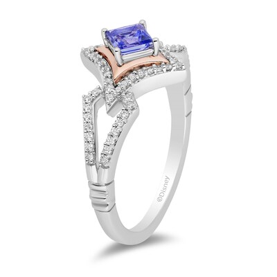 Enchanted Disney Ultimate Princess Celebration Tanzanite and 0.18 CT. T.W. Diamond Ring in Sterling Silver