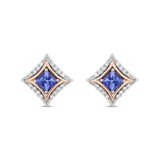 Enchanted Disney Ultimate Princess Celebration Tanzanite and 0.085 CT. T.W. Diamond Stud Earrings in Sterling Silver
