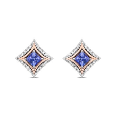 Enchanted Disney Ultimate Princess Celebration Tanzanite and 0.085 CT. T.W. Diamond Stud Earrings in Sterling Silver