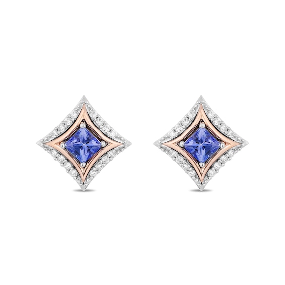 Enchanted Disney Ultimate Princess Celebration Tanzanite and 0.085 CT. T.W. Diamond Stud Earrings in Sterling Silver