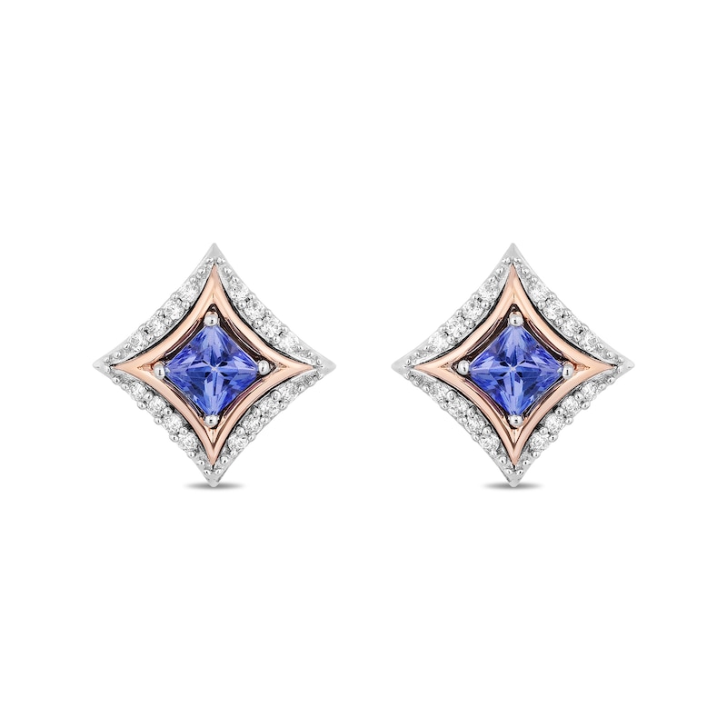 Enchanted Disney Ultimate Princess Celebration Tanzanite and 0.085 CT. T.W. Diamond Stud Earrings in Sterling Silver