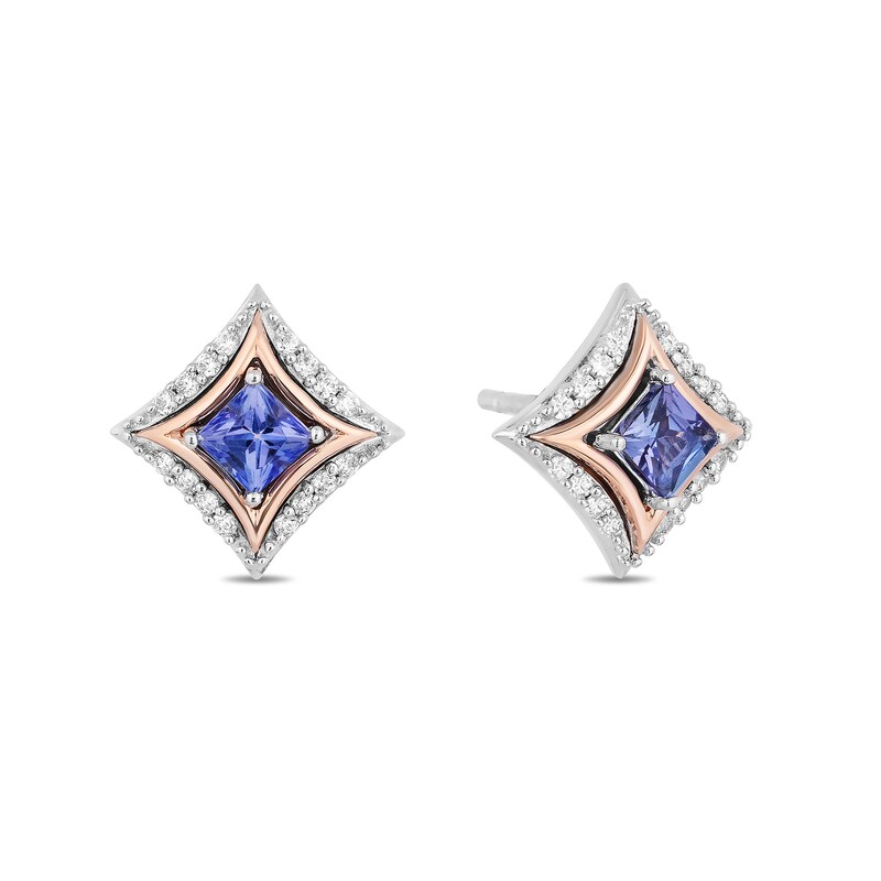 Enchanted Disney Ultimate Princess Celebration Tanzanite and 0.085 CT. T.W. Diamond Stud Earrings in Sterling Silver