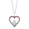 Thumbnail Image 0 of Enchanted Disney Ultimate Princess Celebration Multi-Gemstone and 0.04 CT. T.W. Diamond Heart Pendant in Sterling Silver