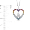 Enchanted Disney Ultimate Princess Celebration Multi-Gemstone and 0.04 CT. T.W. Diamond Heart Pendant in Sterling Silver