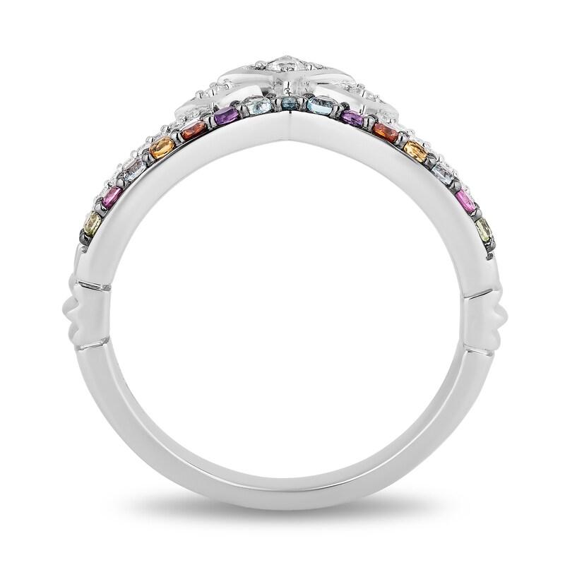 Enchanted Disney Ultimate Princess Celebration Multi-Gemstone and 0.115 CT. T.W. Diamond Tiara Ring in Sterling Silver|Peoples Jewellers