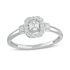 Thumbnail Image 1 of 0.25 CT. T.W. Emerald-Cut Diamond Frame Vintage-Style Promise Ring in 10K White Gold