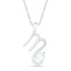Thumbnail Image 1 of Pear-Shaped White Lab-Created Sapphire Scorpio Zodiac Sign Pendant in Sterling Silver