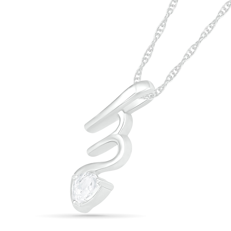 Main Image 2 of Pear-Shaped White Lab-Created Sapphire Scorpio Zodiac Sign Pendant in Sterling Silver