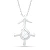 Thumbnail Image 0 of Pear-Shaped White Lab-Created Sapphire Sagittarius Zodiac Sign Pendant in Sterling Silver