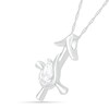 Thumbnail Image 2 of Pear-Shaped White Lab-Created Sapphire Sagittarius Zodiac Sign Pendant in Sterling Silver