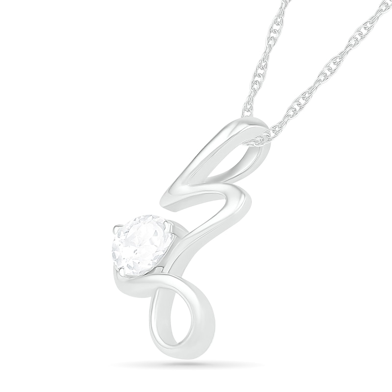 Pear-Shaped White Lab-Created Sapphire Capricorn Zodiac Sign Pendant in Sterling Silver