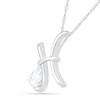 Pear-Shaped White Lab-Created Sapphire Pisces Zodiac Sign Pendant in Sterling Silver