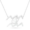 Pear-Shaped White Lab-Created Sapphire Aquarius Zodiac Sign Necklace in Sterling Silver