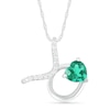 Thumbnail Image 0 of 6.0mm Heart-Shaped Lab-Created Emerald and White Sapphire Taurus Zodiac Sign Pendant in Sterling Silver